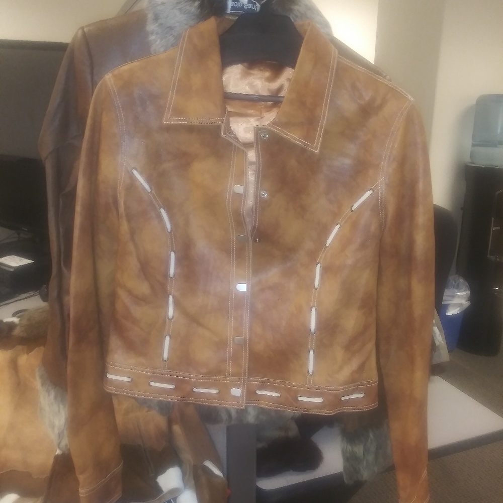 Brown leather jacket